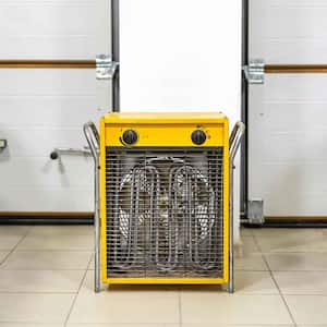 Electric garage heater sitting on the floor