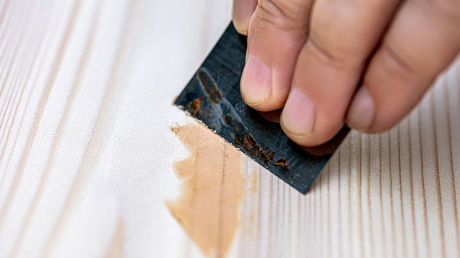 filling paste and sandpaper