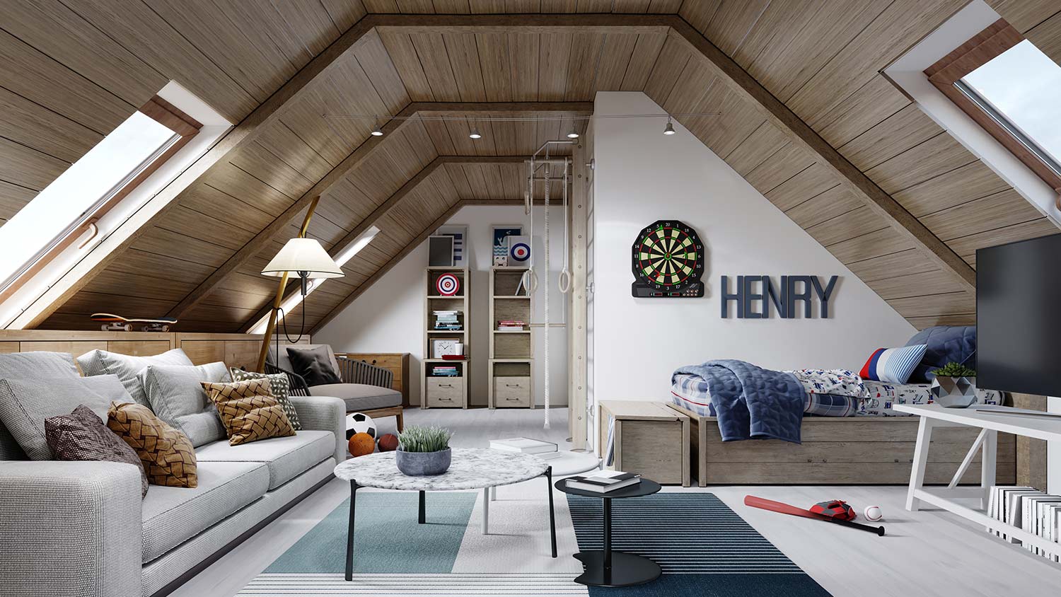 Teenager's bedroom in a finished attic