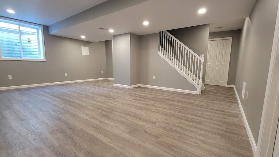 modern finished basement 