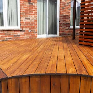 fresh brown stained wood deck