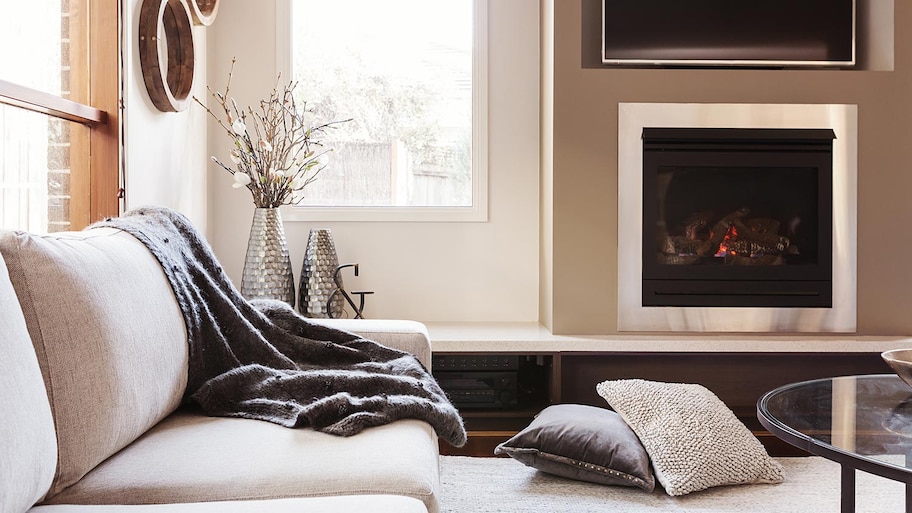 Living room with gas fireplace