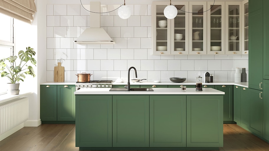 green and white kitchen design