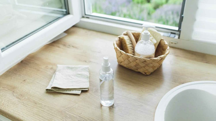 Basket with homemade cleaning products