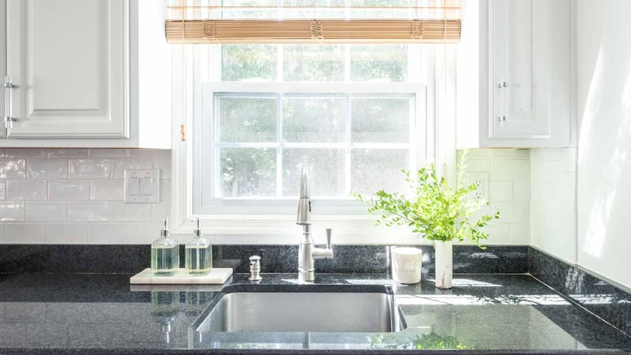 A kitchen with new sink