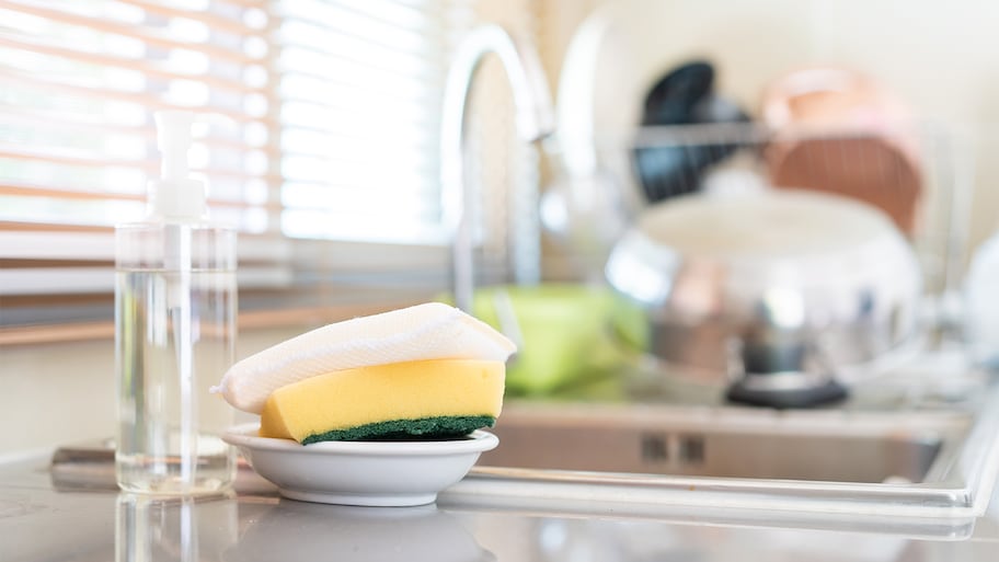 sponges on kitchen counter