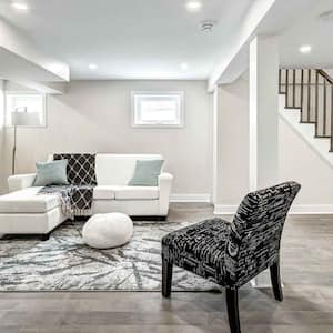 Finished basement with vinyl flooring