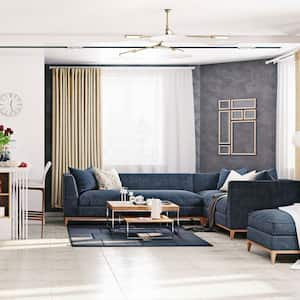 A modern living room with ceramic tiles for flooring