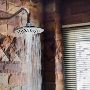 Modern brick style shower running hot water