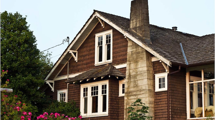 An old farmhouse with large chimney