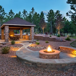 Outdoor living space with fire pit