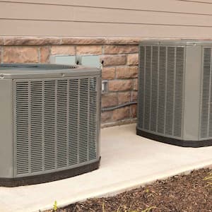 Outdoor HVAC units on a concrete slab