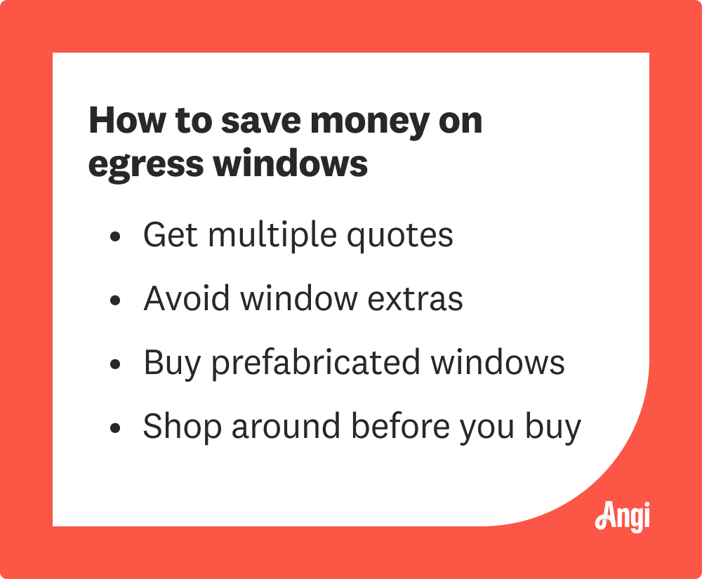 4 ways to save money on egress windows, including getting multiple quotes and buying prefabricated windows