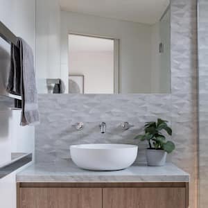 modern bathroom with stainless steel hardware