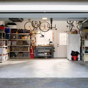 Open doors of a tidy residential garage