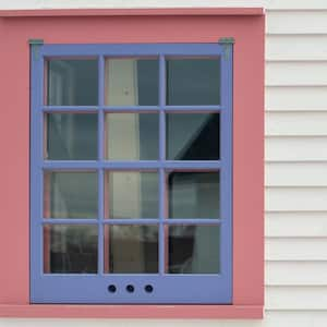 A vintage colorful storm window