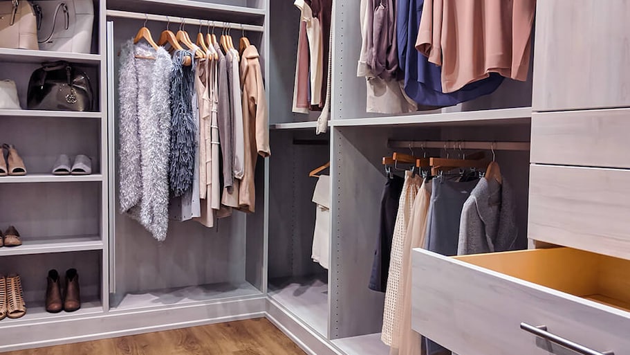 Well organized modern walk in closet