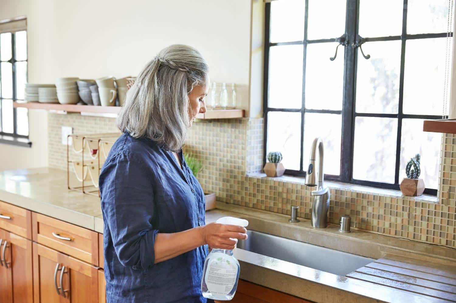 woman cleaning home