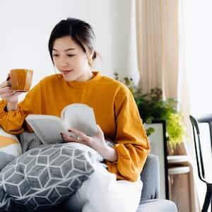 A woman reading a book