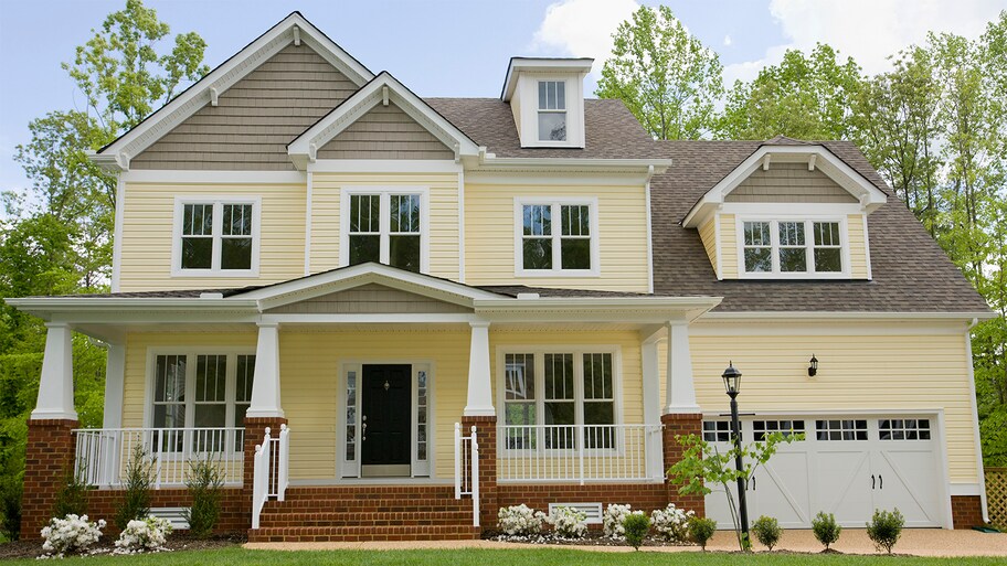 big yellow suburban house 