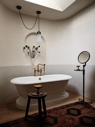 bathtub with skylight