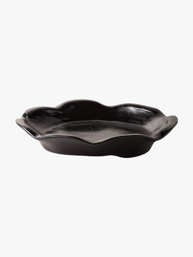 Valara Lacquered Black Teak Wood Decorative Bowl