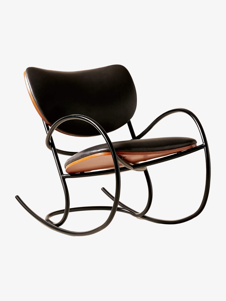 Bese Black Leather Rocking Chair