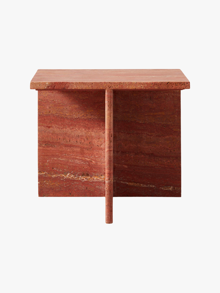 T Red Travertine Side Table Short