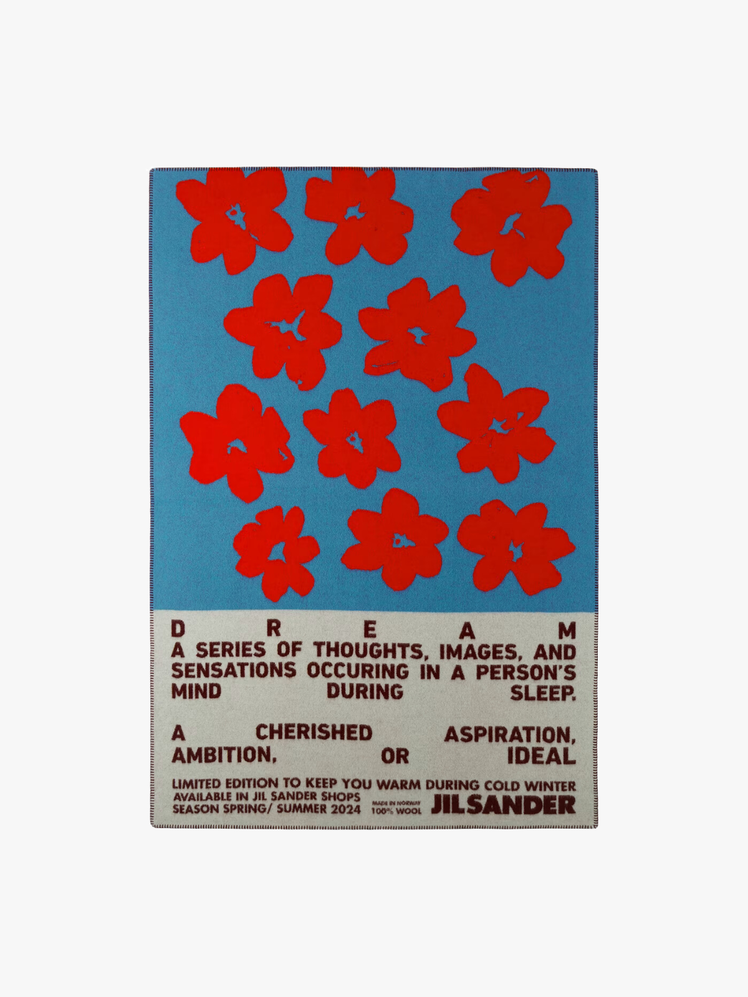 Jill Sander Blue and Red Flower Print Blanket