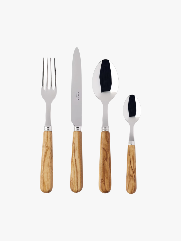 Sabre Brown Olive Wood Lavandou Flatware Set