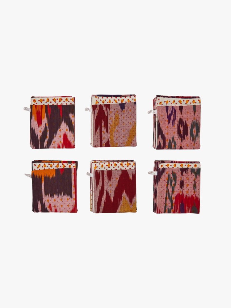 Gregory Parkinson Flaming Mahogony Sunset BlockPrinted Cotton Napkins