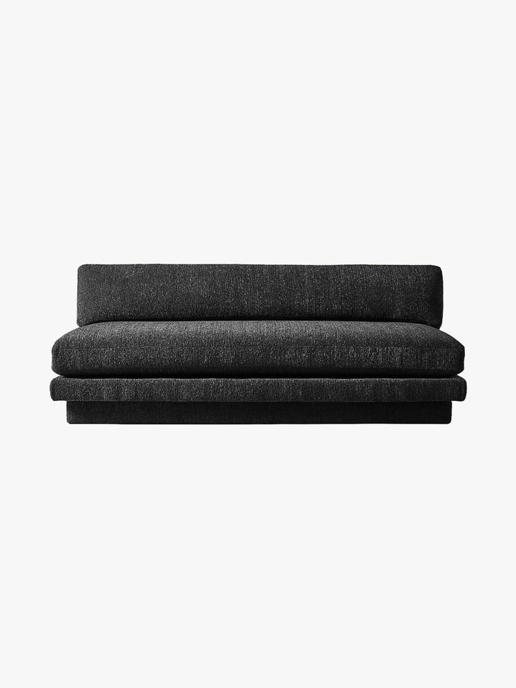 Armless Black Boucle Sofa