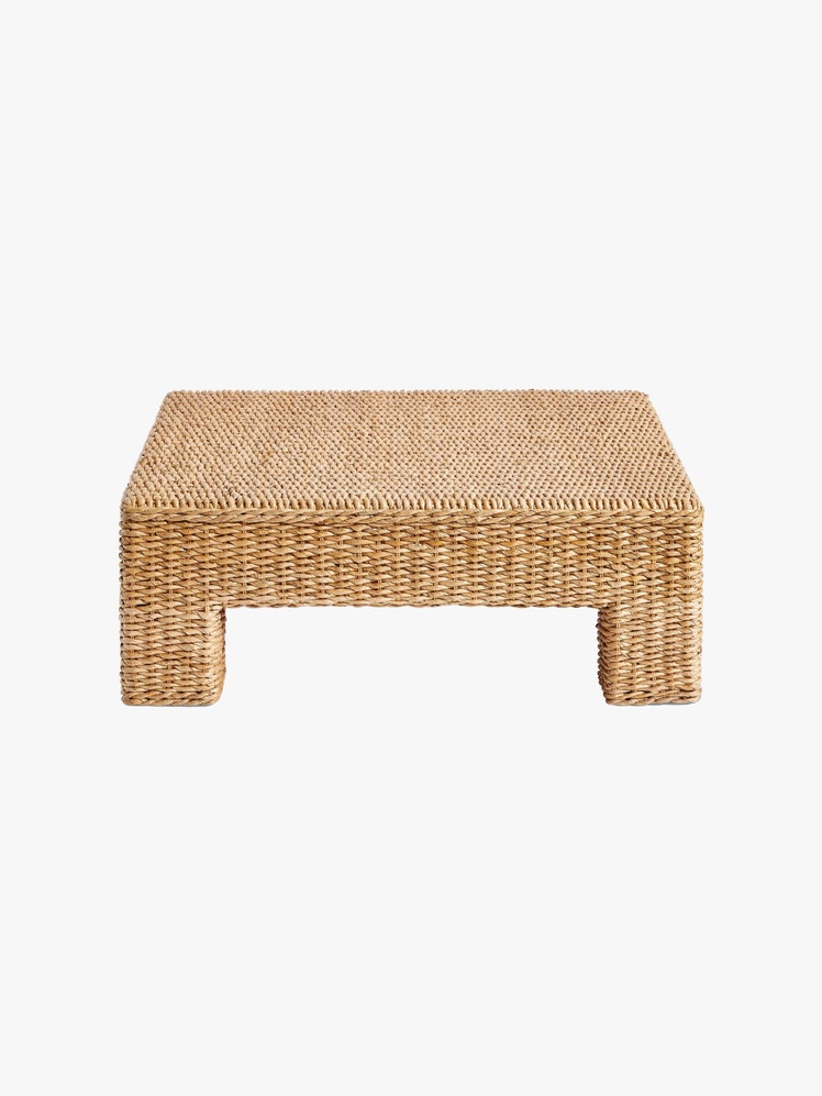 Woven rattan coffee table.