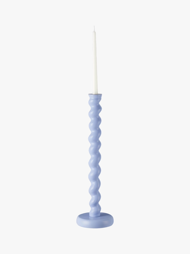 Blue wavy candle holder.