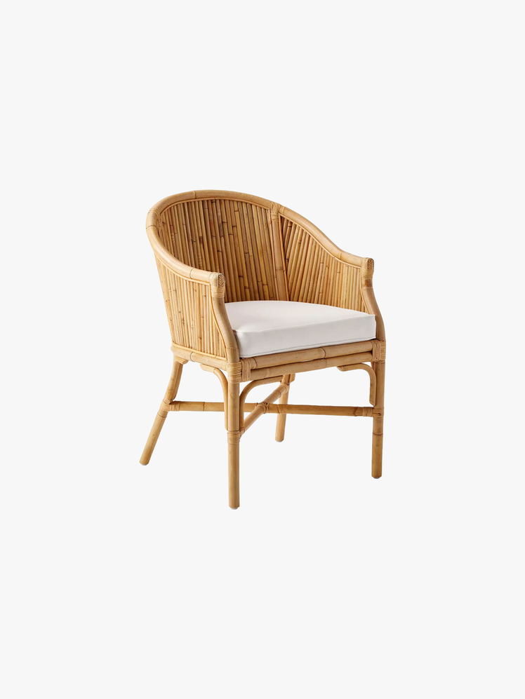 Woven rattan skin and peel — crafted in the style of the classic club chair.