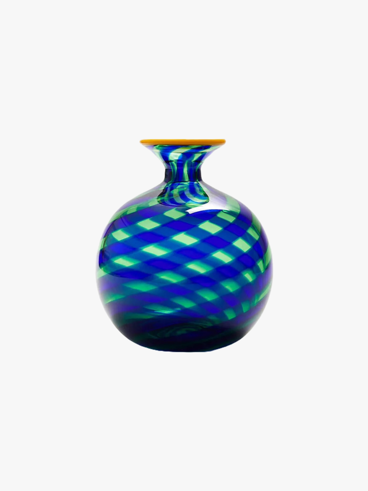 Ridged Striped glass vase