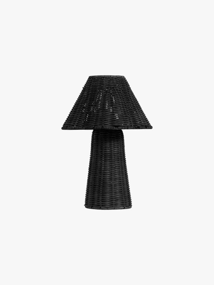 Mini table lamp with timeless touch of the wicker with the modern play on form offering a textural table light in a...