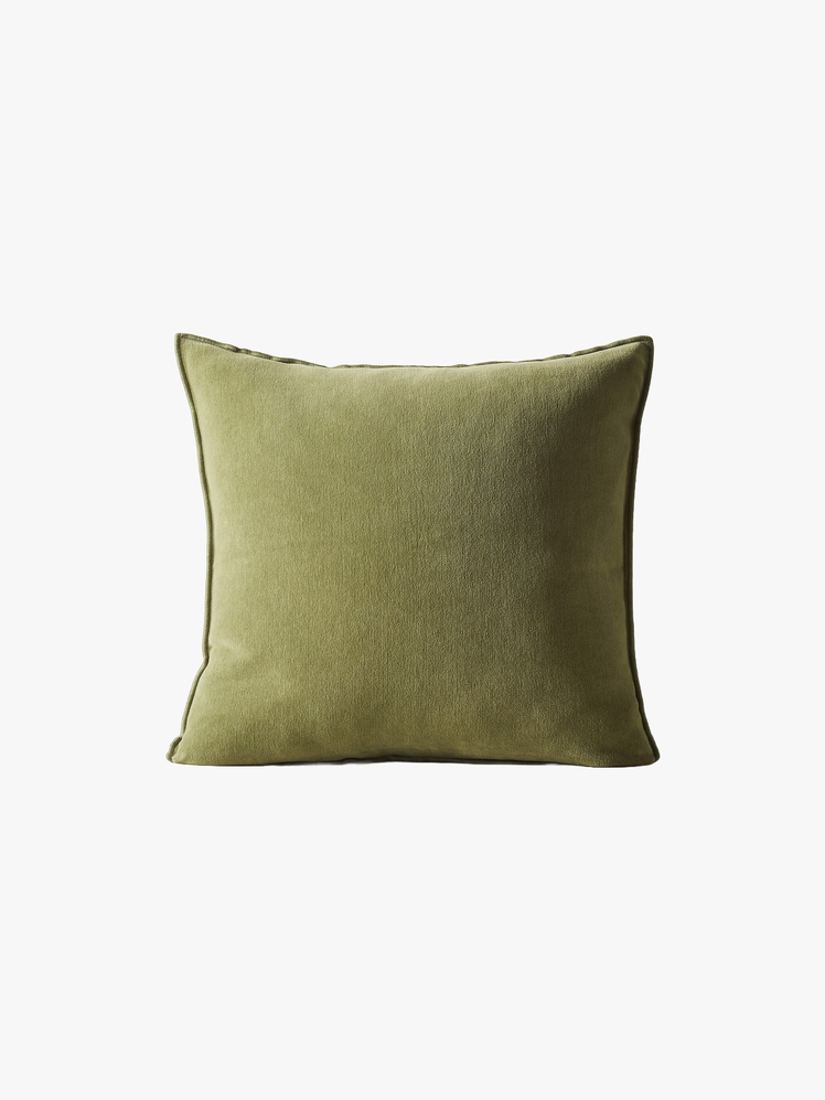 Doux Smoked Green Cotton Throw Pillow