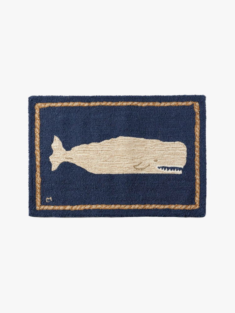 Wool Hooked Whale Novelty Rug