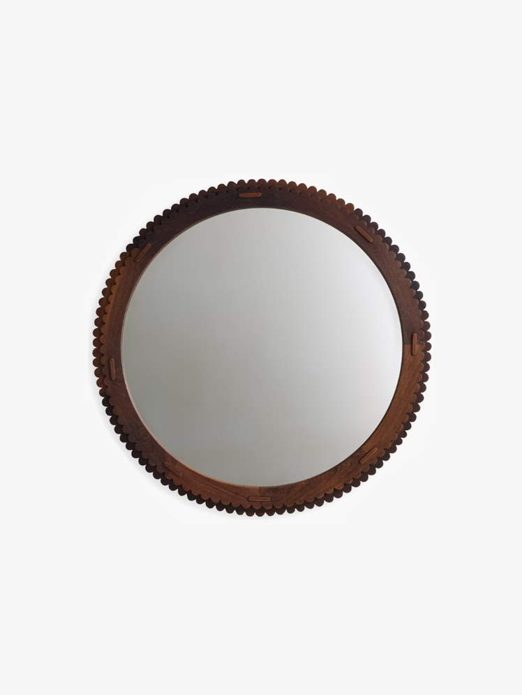 Striking handcarved scallop pattern wall mirror.