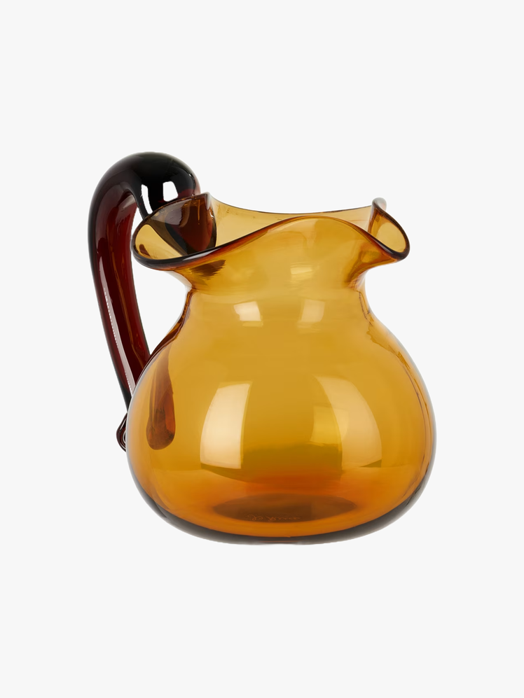 Brown glass water pitcher