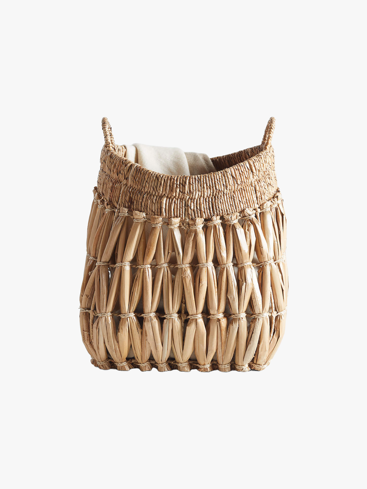 Beige Small Rattan Decorative Basket