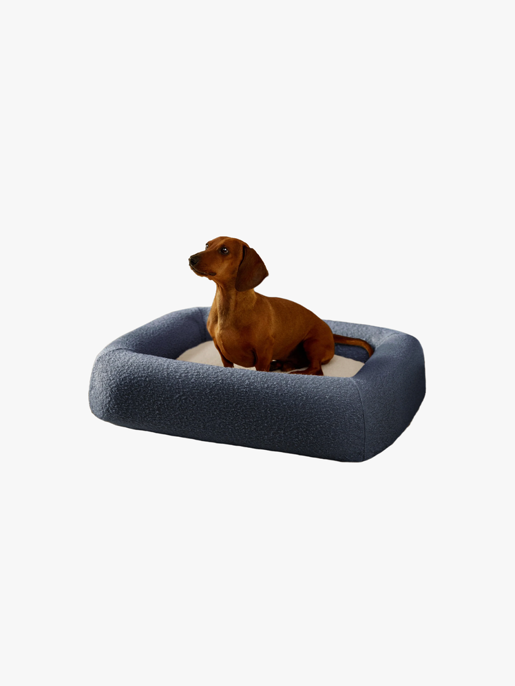 Navy Boucle Bolster Pet Bed