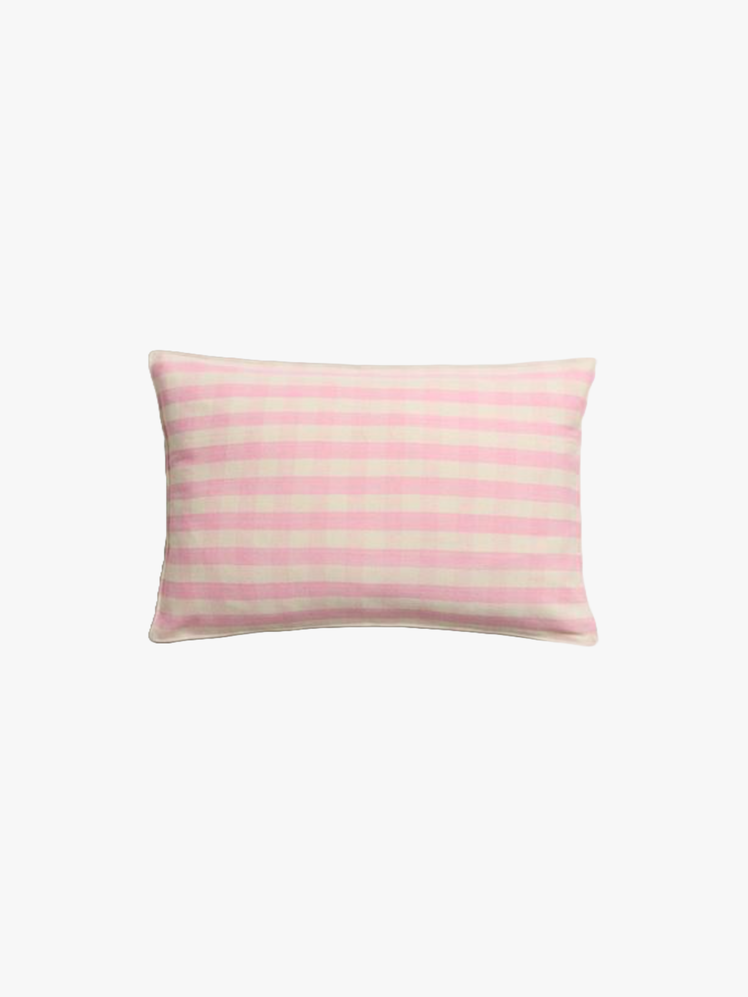 Pink checkered throw pillow cover