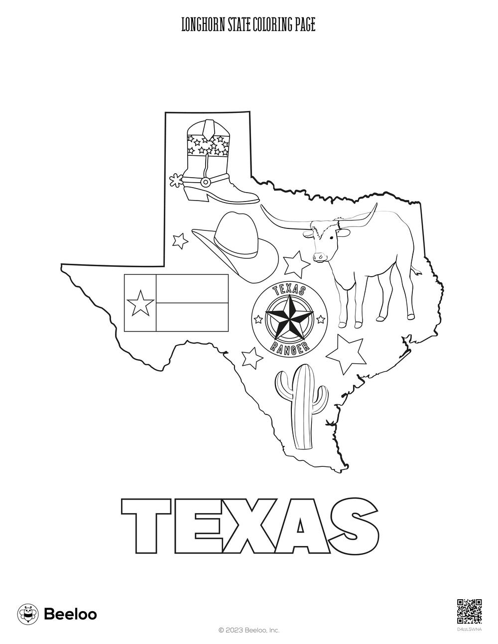 Longhorn State Coloring Page