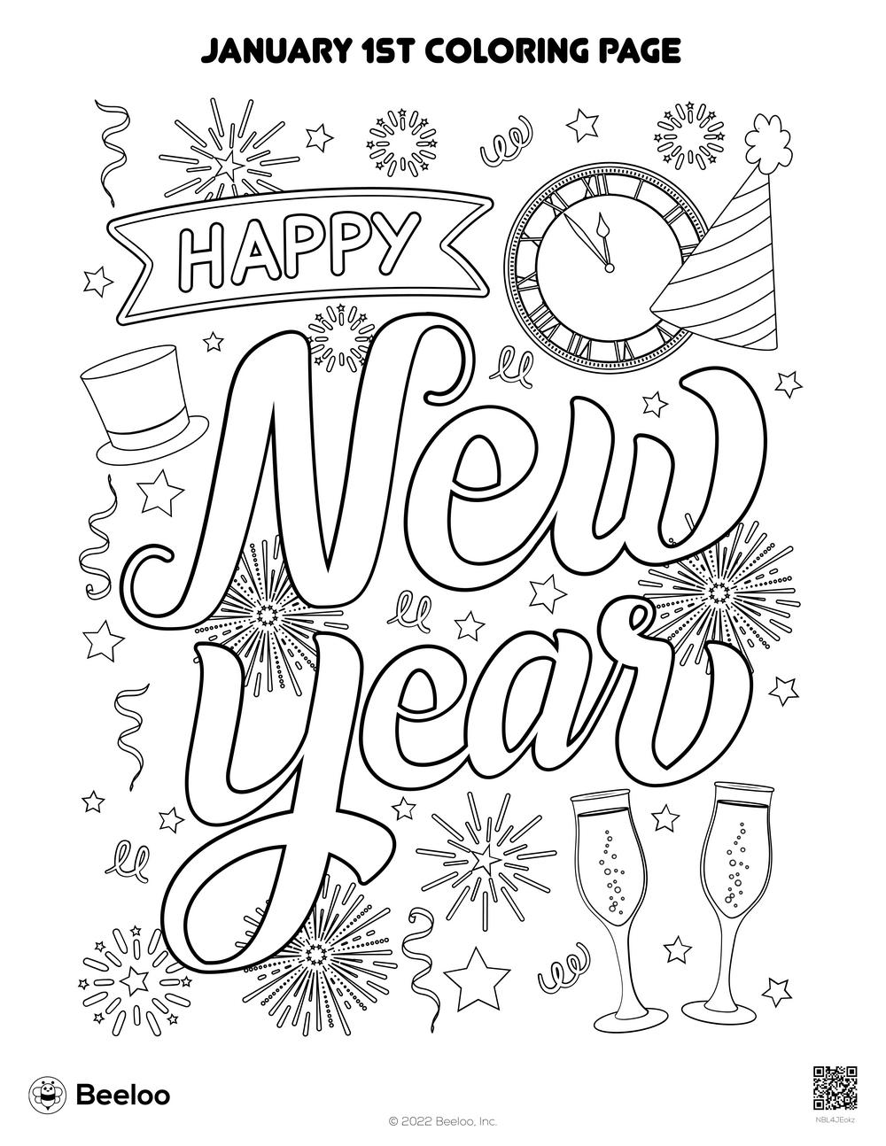 January 1st Coloring Page