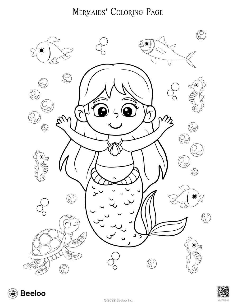 Mermaids' Coloring Page