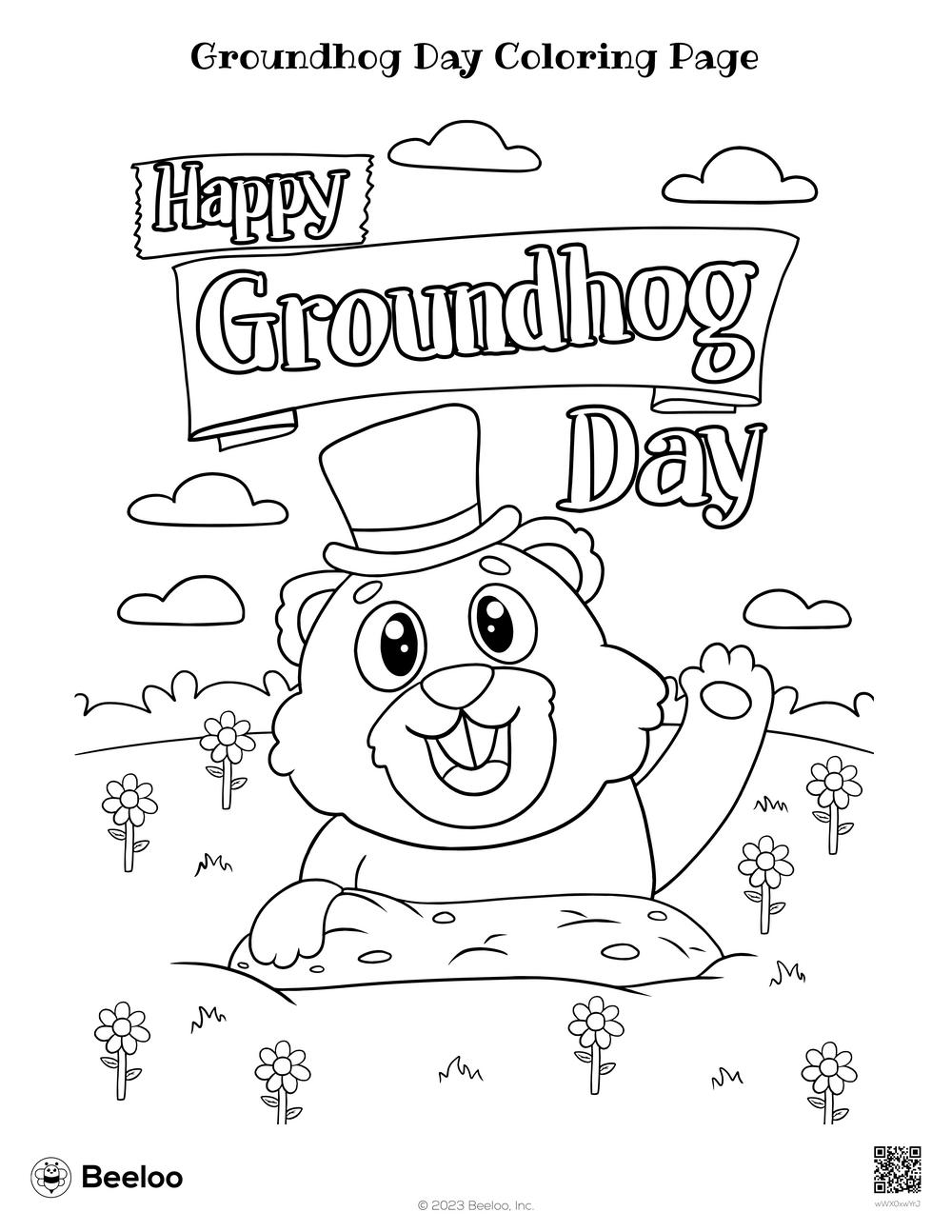 Groundhog Day Coloring Page