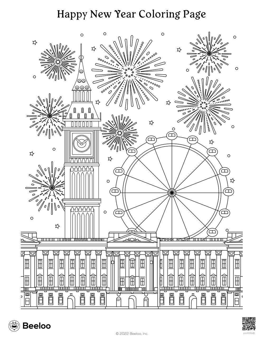 Happy New Year Coloring Page