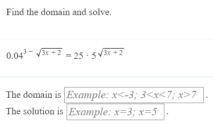 Solved Find the domain and solve.0.043-3x+22=25*53x+22The | Chegg.com